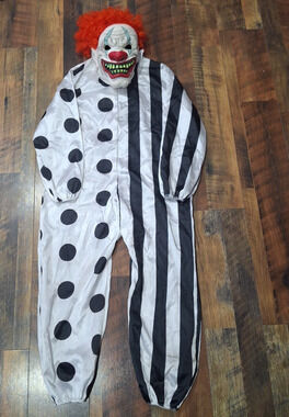 Fun World Killer Clown Costume Kids Medium 8 Boys Scary Halloween Jumpsuit Mask